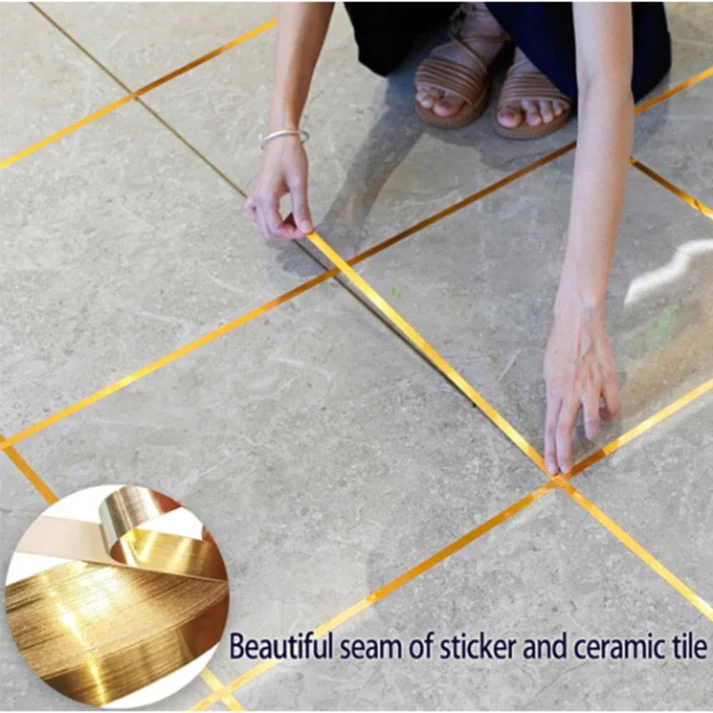 Golden । Self-Adhesive 1-Line Waterproof Tiles Gap Tape (1×5000 cm) । CN-15 - Image 5