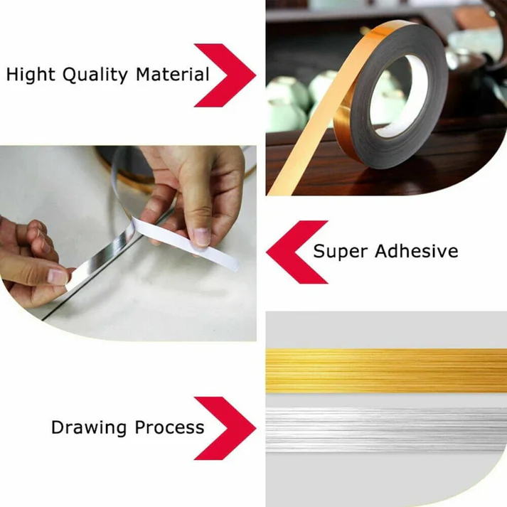 Golden । Self-Adhesive 1-Line Waterproof Tiles Gap Tape (1×5000 cm) । CN-15 - Image 8