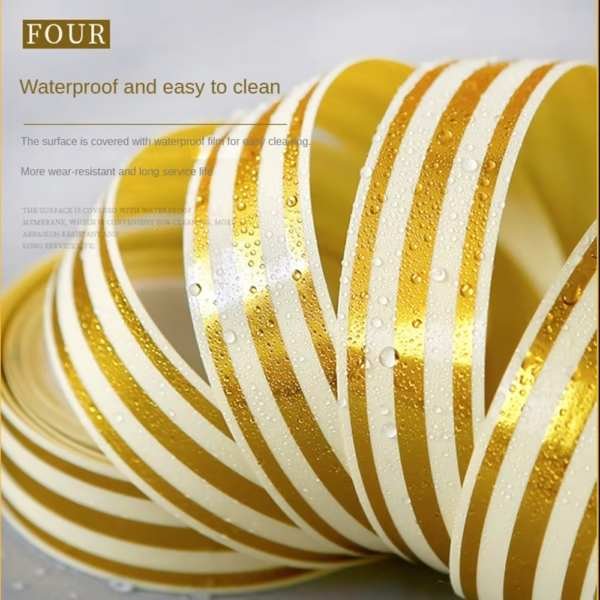 1 PC । Self-Adhesive 3-Line Waterproof Tiles Gap Tape (Golden) । CN-16
