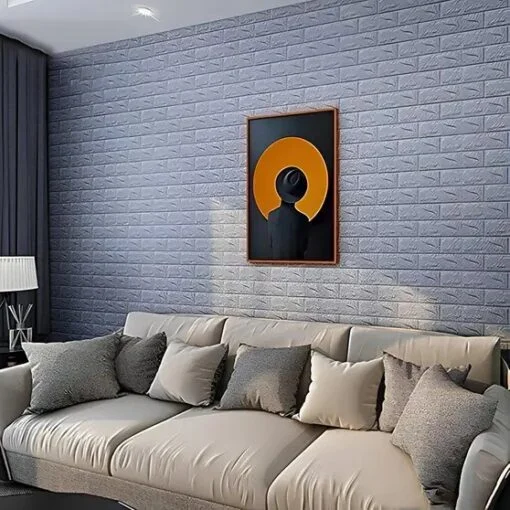 Ash । Self-Adhesive 3D Brick Pattern Foam Wall Sticker (27×120 inch) । CN-75 - Image 6