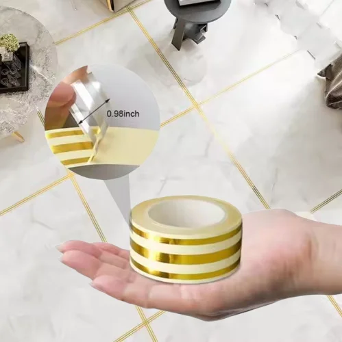 2 PCs । Self-Adhesive 3-Line Waterproof Tiles Gap Tape (Golden) । CN-16 - Image 6