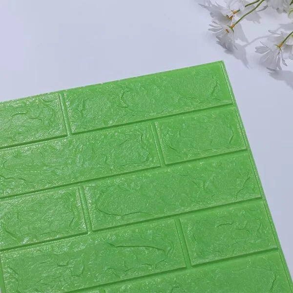 Light Green । Self-Adhesive 3D Brick Pattern Foam Wall Sticker (27×120 inch) । CN-75 - Image 3