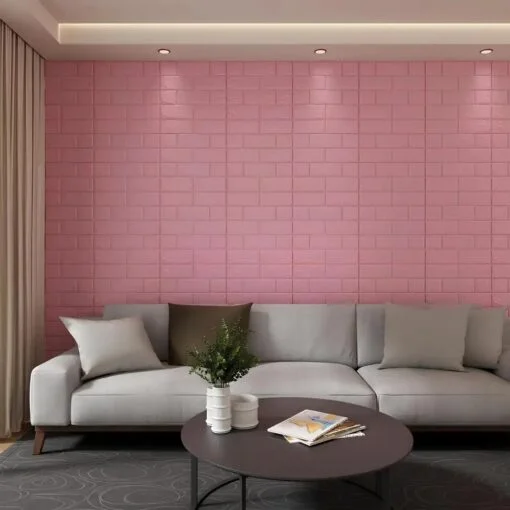 Pink । Self-Adhesive 3D Brick Pattern Foam Wall Sticker (27×120 inch) । CN-75 - Image 3
