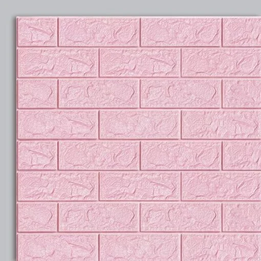 Pink । Self-Adhesive 3D Brick Pattern Foam Wall Sticker (27×120 inch) । CN-75 - Image 4