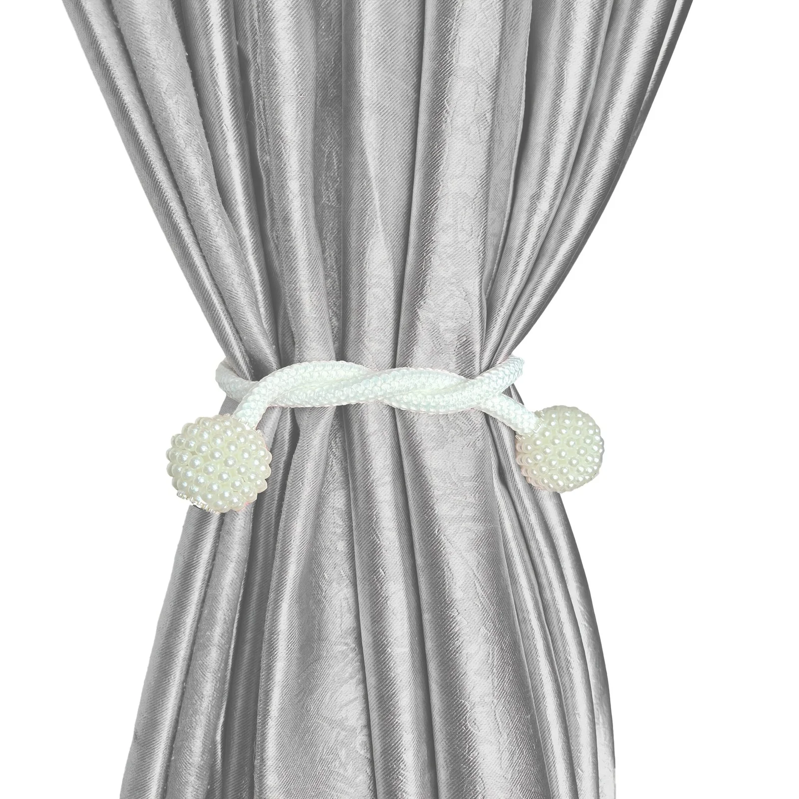 White । Magnetic Curtain Tieback with Big Pearl Ball (1 Pair) । CN-28 - Image 3