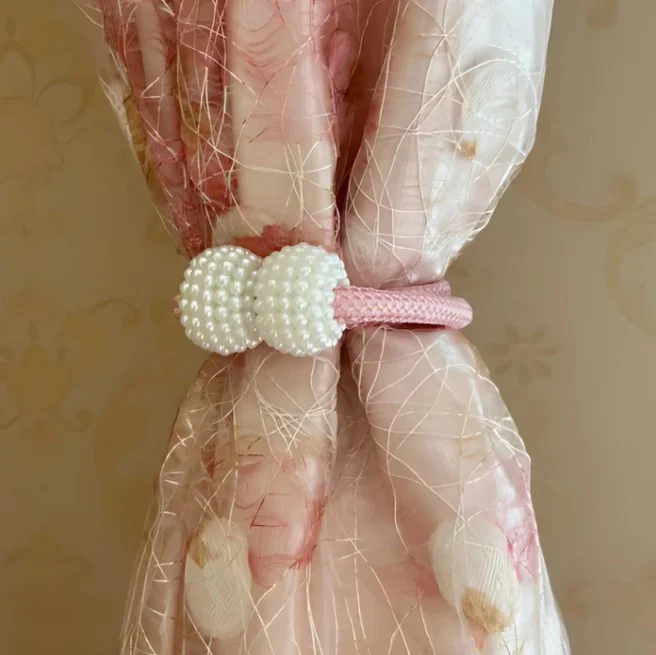 Pink । Magnetic Curtain Tieback with Big Pearl Ball (1 Pair) । CN-28