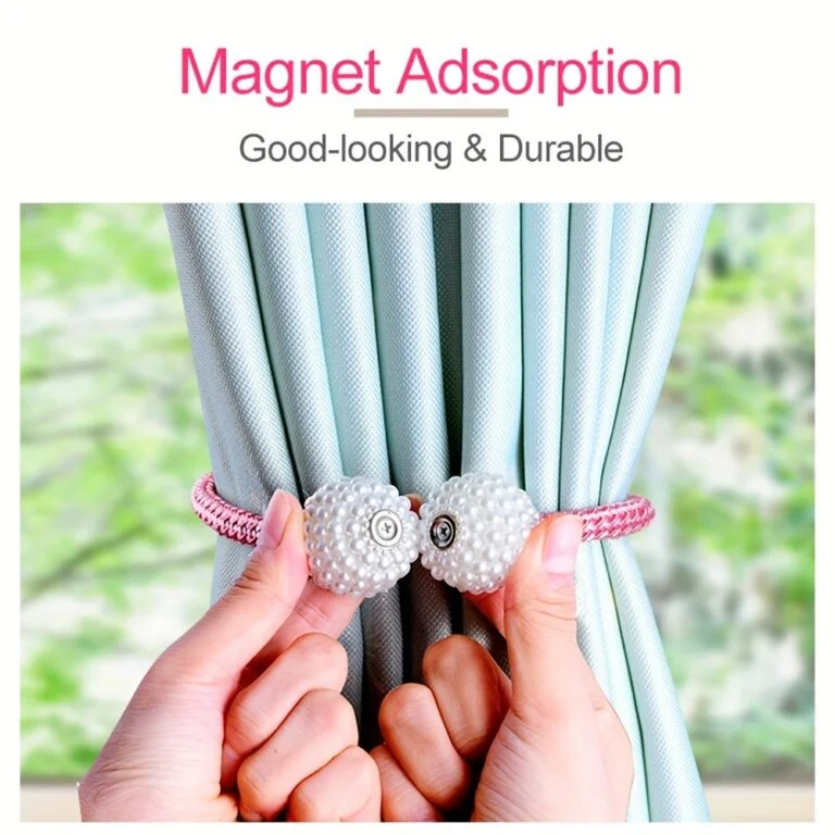 Pink । Magnetic Curtain Tieback with Big Pearl Ball (1 Pair) । CN-28 - Image 4