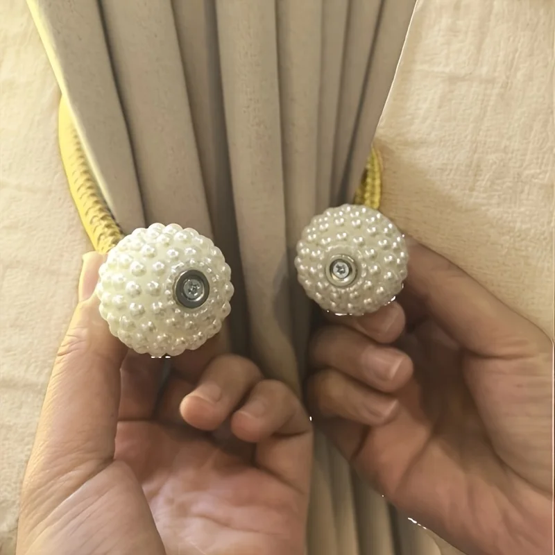 Golden । Magnetic Curtain Tieback with Big Pearl Ball (1 Pair) । CN-28 - Image 3