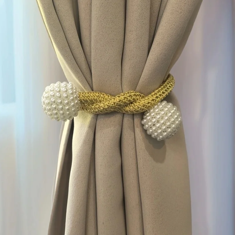 Golden । Magnetic Curtain Tieback with Big Pearl Ball (1 Pair) । CN-28 - Image 6