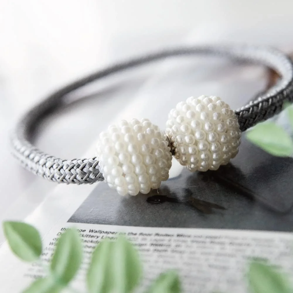 Light Green । Magnetic Curtain Tieback with Big Pearl Ball (1 Pair) । CN-28 - Image 3