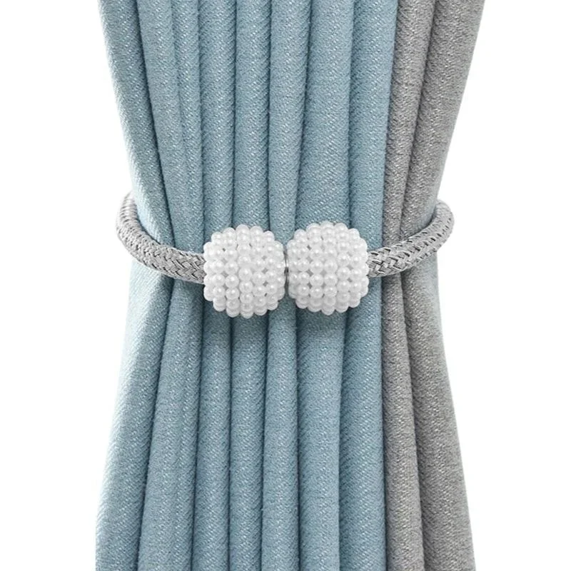 Light Green । Magnetic Curtain Tieback with Big Pearl Ball (1 Pair) । CN-28 - Image 5