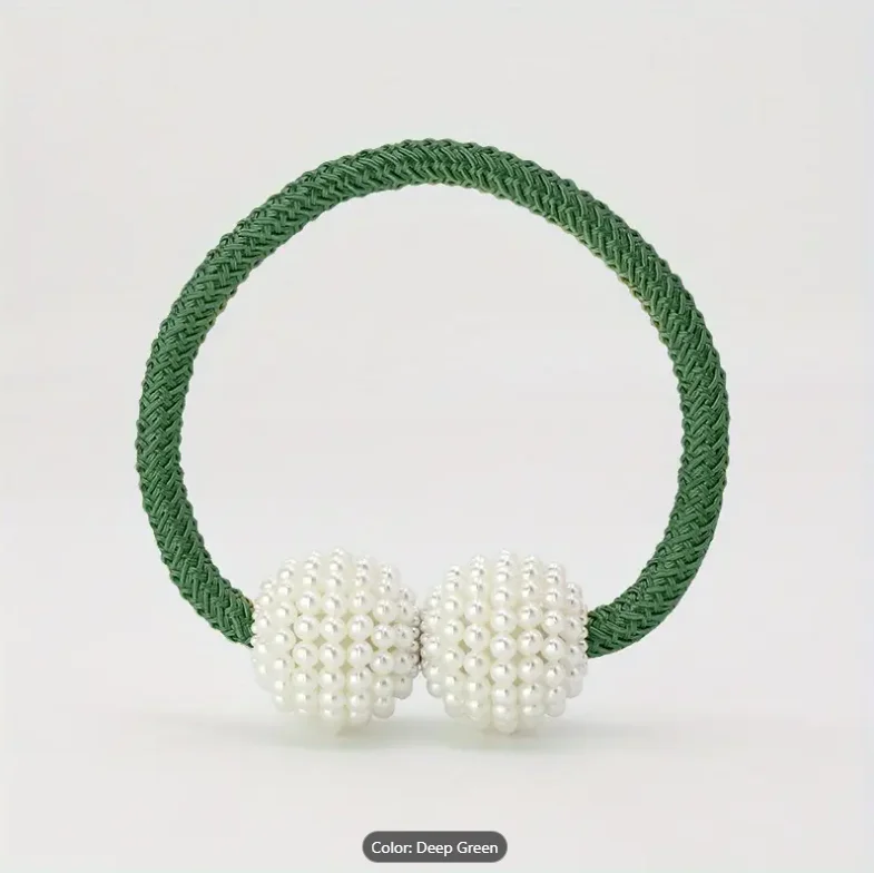Light Green । Magnetic Curtain Tieback with Big Pearl Ball (1 Pair) । CN-28 - Image 7
