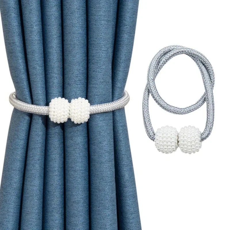 Silver । Magnetic Curtain Tieback with Big Pearl Ball (1 Pair) । CN-28 - Image 6