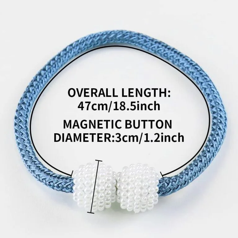 Blue । Magnetic Curtain Tieback with Big Pearl Ball (1 Pair) । CN-28