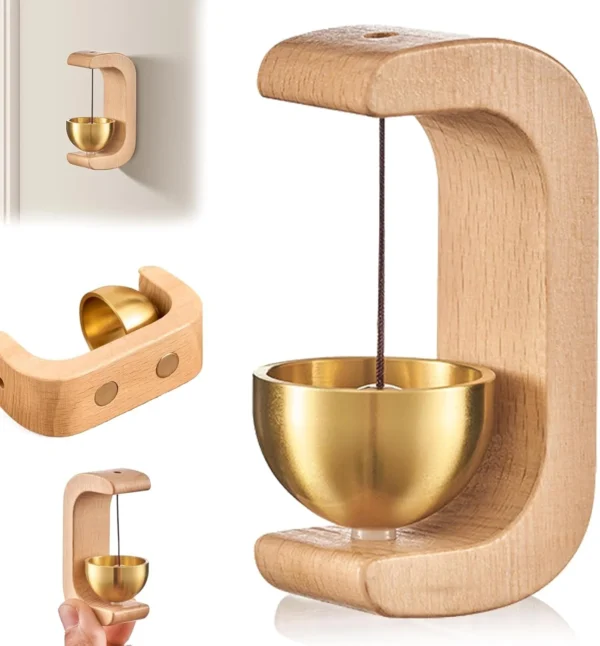 Beige । Wooden Wind Chime Magnetic Wireless Door Bell (3.5x7 cm) । CN-72