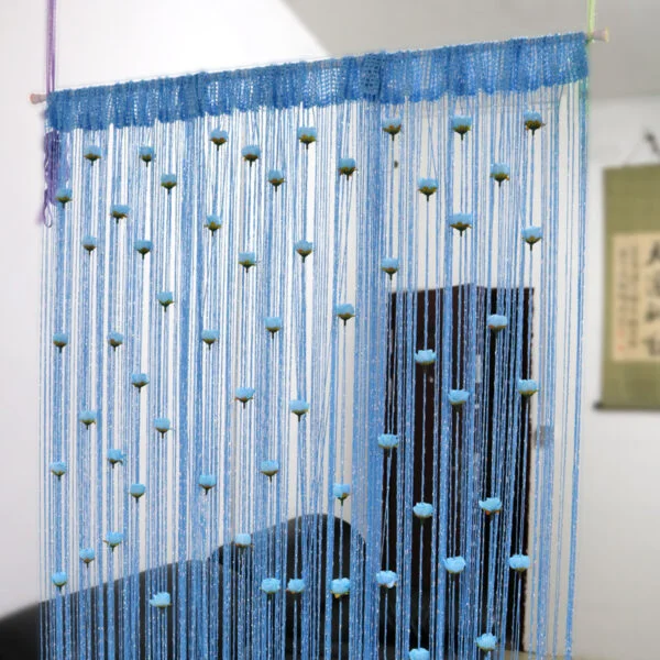 Blue । Elegant Curtain  with Rose Flower & Thread Shiny Tassel (20 Rose) । CN-27 - Image 3