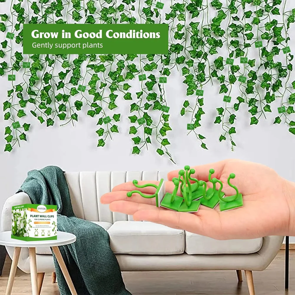 50 PCs । Self-Adhesive Plant Climbing Fixture Clip (Green) । CN-35 - Image 3