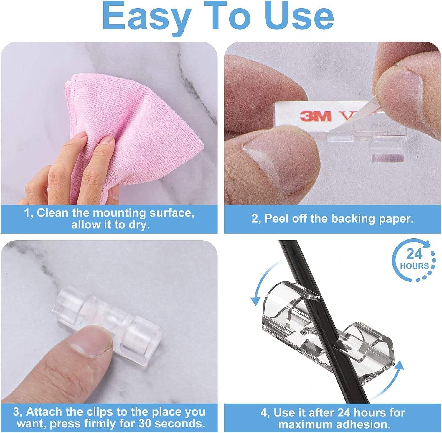 32 PCs । Self-Adhesive Transparent Cable Clip । CN-77 - Image 6