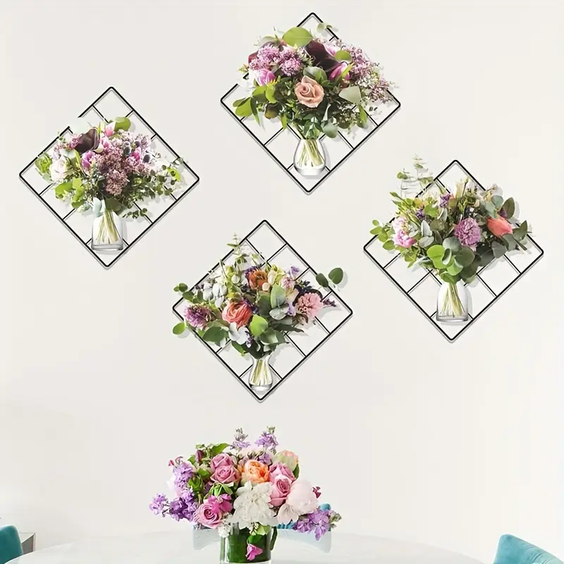 3D Flower Bouquet Vase Wall Sticker (29.3x29.3 cm) । CN-04