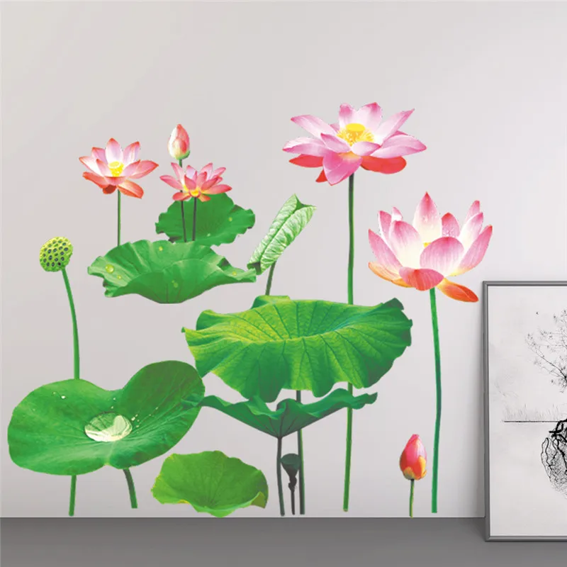 3D Lotus Flower & Leaf Wall Sticker (80x148 cm) । CN-03 - Image 3