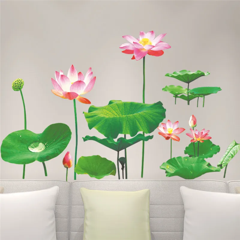 3D Lotus Flower & Leaf Wall Sticker (80x148 cm) । CN-03 - Image 5