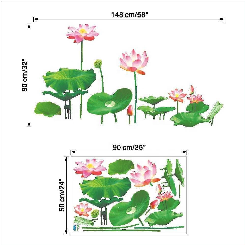 3D Lotus Flower & Leaf Wall Sticker (80x148 cm) । CN-03 - Image 7