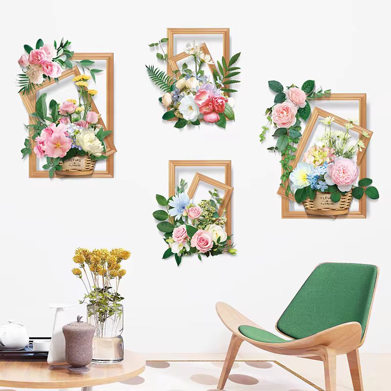 3D Flower Bouquet Basket Wall Sticker (64x78 cm) । CN-13 - Image 2