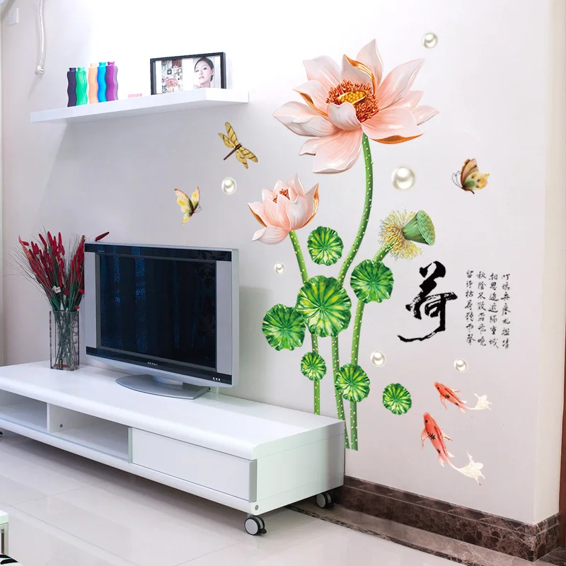 3D Lotus & Dragonfly & Butterfly Wall Sticker (78x115 cm) । CN-11 - Image 4