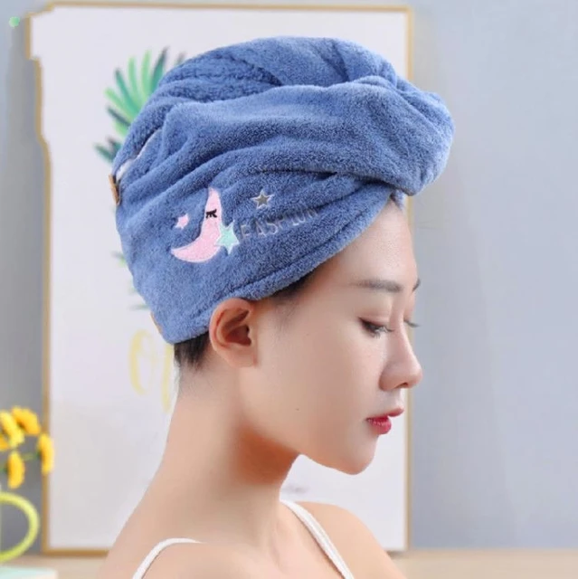 Blue । Microfiber Hair Drying Towel Shower Cap । CN-132