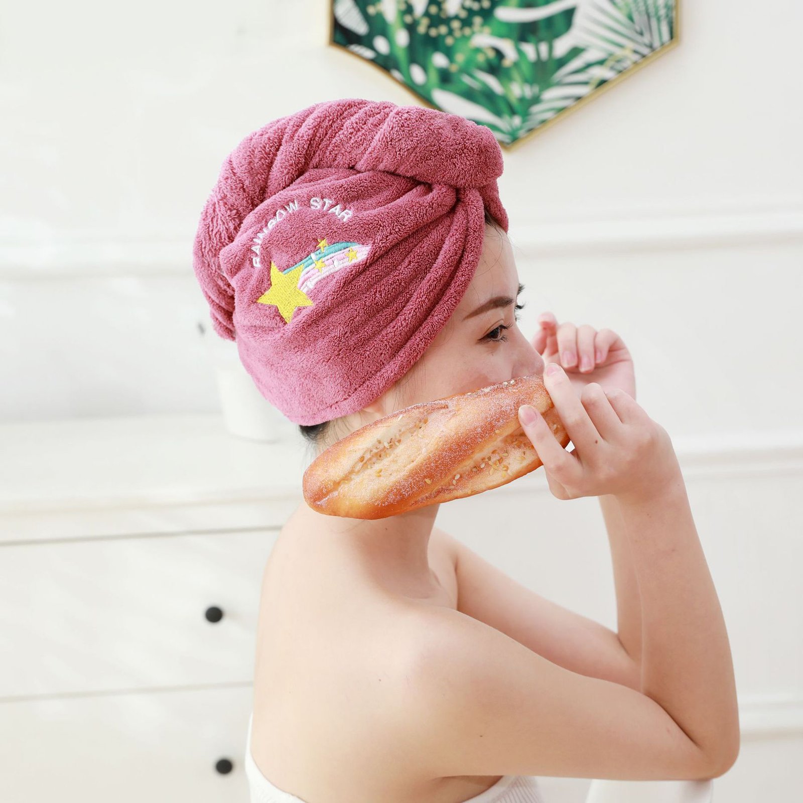 Purple । Microfiber Hair Drying Towel Shower Cap । CN-132 - Image 3