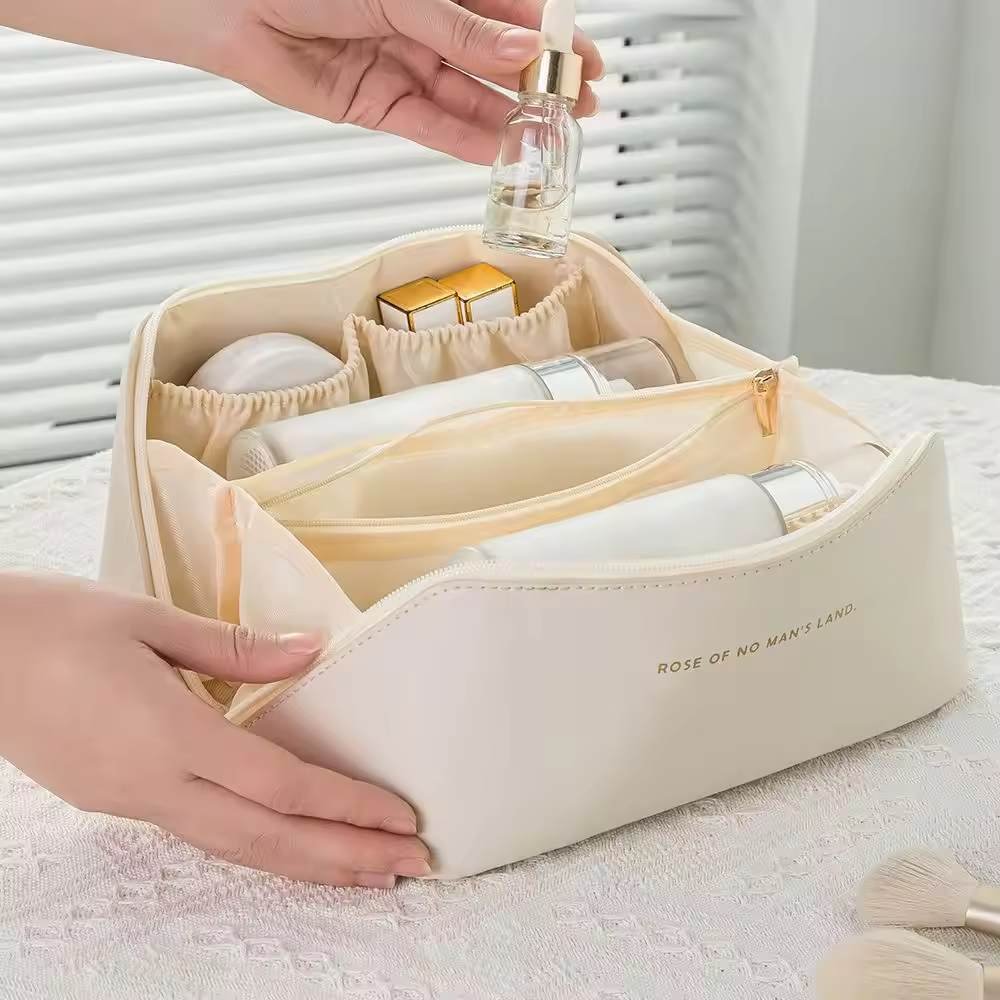 Cream । PU Leather Travel Cosmetic Bag । CN-131 - Image 3