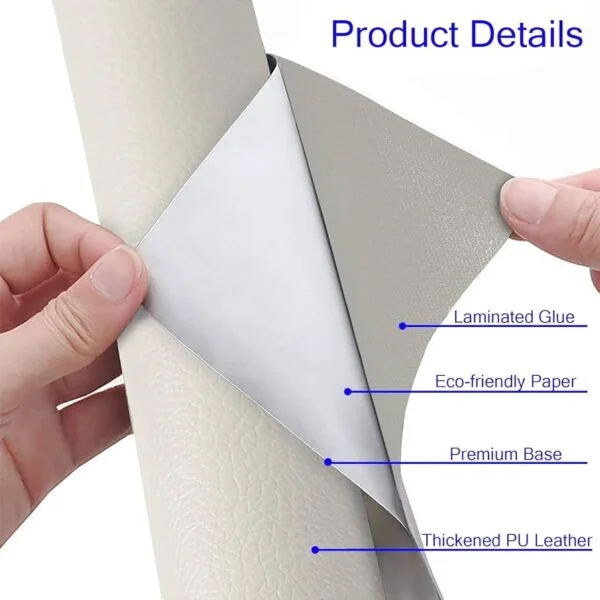 Cream White । Self-Adhesive PU Leather Repair Patch (27×27 inch) । CN-74 - Image 6