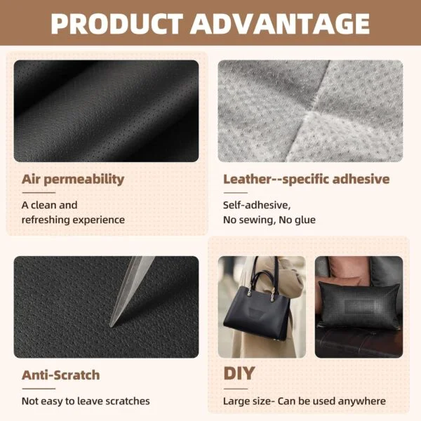 Chocolate । Self-Adhesive PU Leather Repair Patch (27×27 inch) । CN-74 - Image 6
