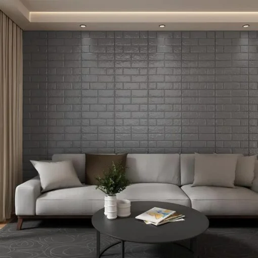 Ash । Self-Adhesive 3D Brick Pattern Foam Wall Sticker (27×120 inch) । CN-75