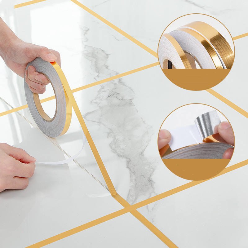 Golden । Self-Adhesive 1-Line Waterproof Tiles Gap Tape (1×5000 cm) । CN-15