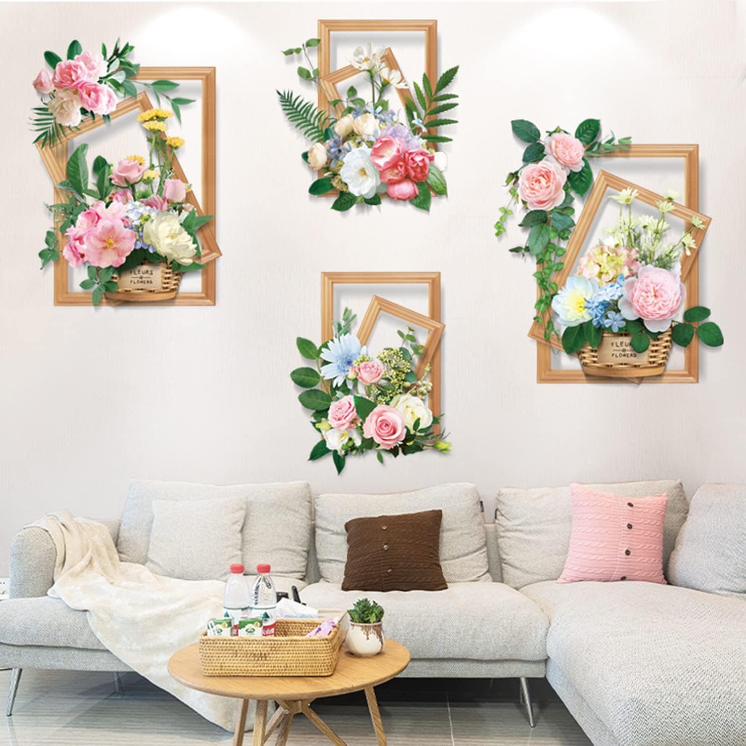 3D Flower Bouquet Basket Wall Sticker (64x78 cm) । CN-13