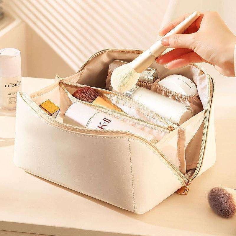 Cream । PU Leather Travel Cosmetic Bag । CN-131
